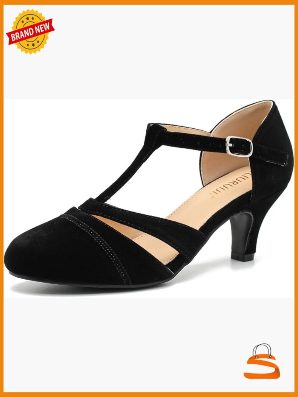 Vintage T-Strap Mary Jane Pumps, Low Kitten Heel Dress Shoes for Party Wedding